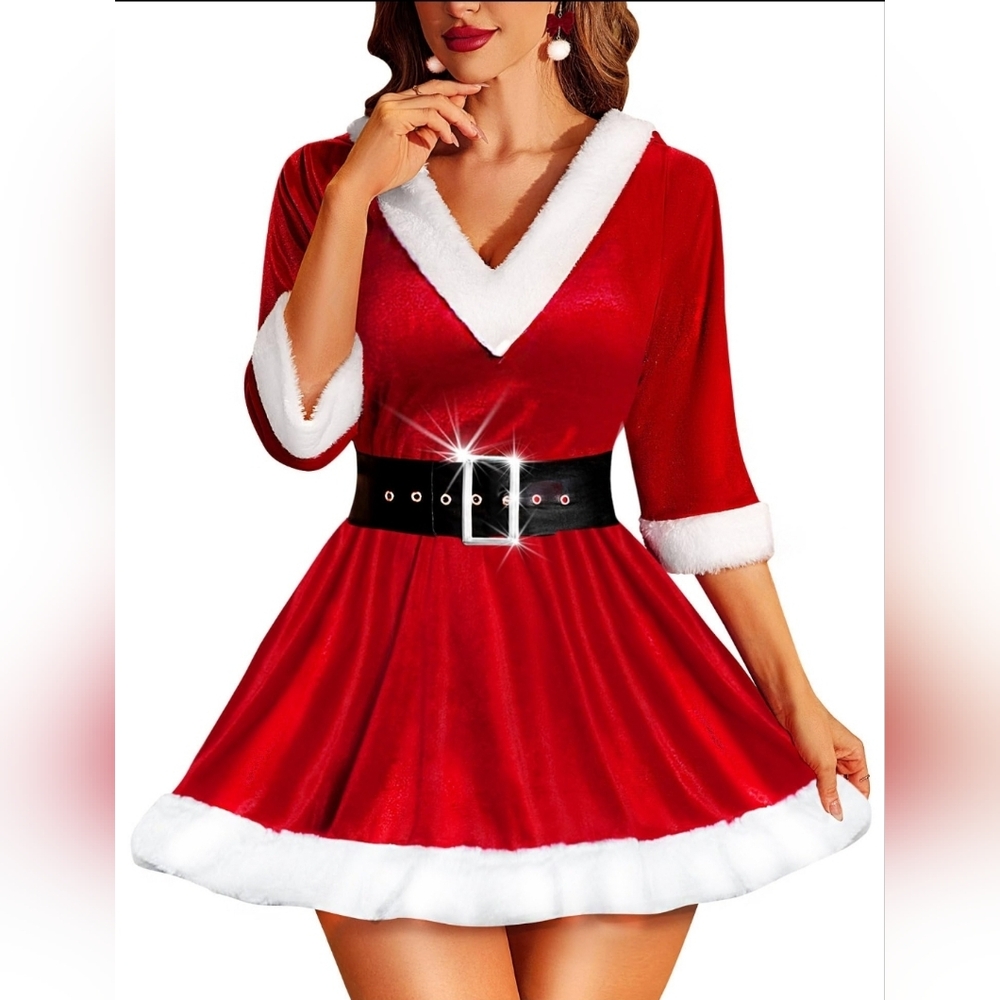 RSLOVE Christmas Lingerie Sexy Santa Babydoll Chemise Mrs Claus Costume NIB XXL